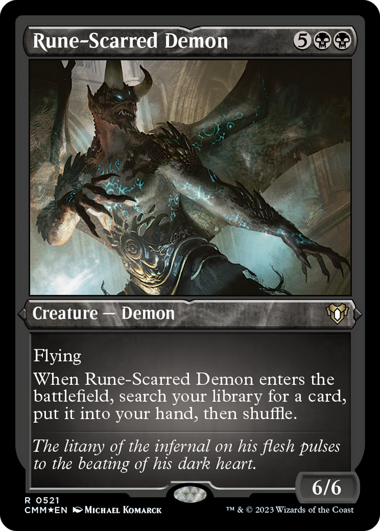 Rune-Scarred Demon (Foil Etched) [Commander Masters] | Dumpster Cat Games