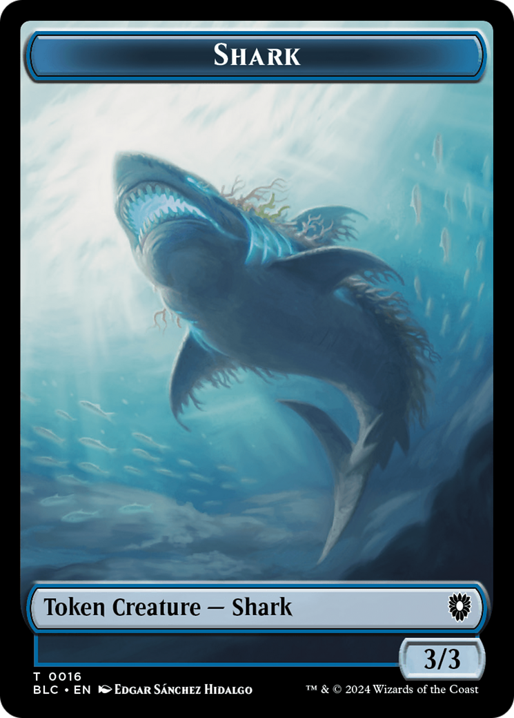 Bird (011) // Shark Double-Sided Token [Bloomburrow Commander Tokens] | Dumpster Cat Games