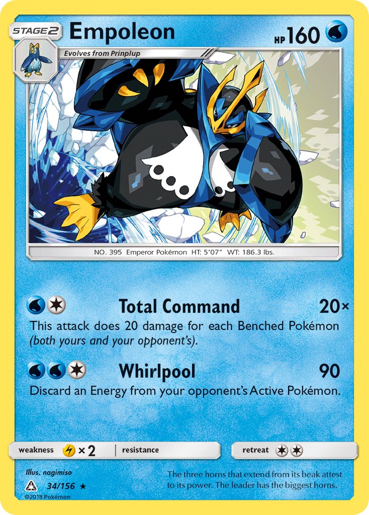 Empoleon (34/156) (Cracked Ice Holo) (Theme Deck Exclusive) [Sun & Moon: Ultra Prism] | Dumpster Cat Games