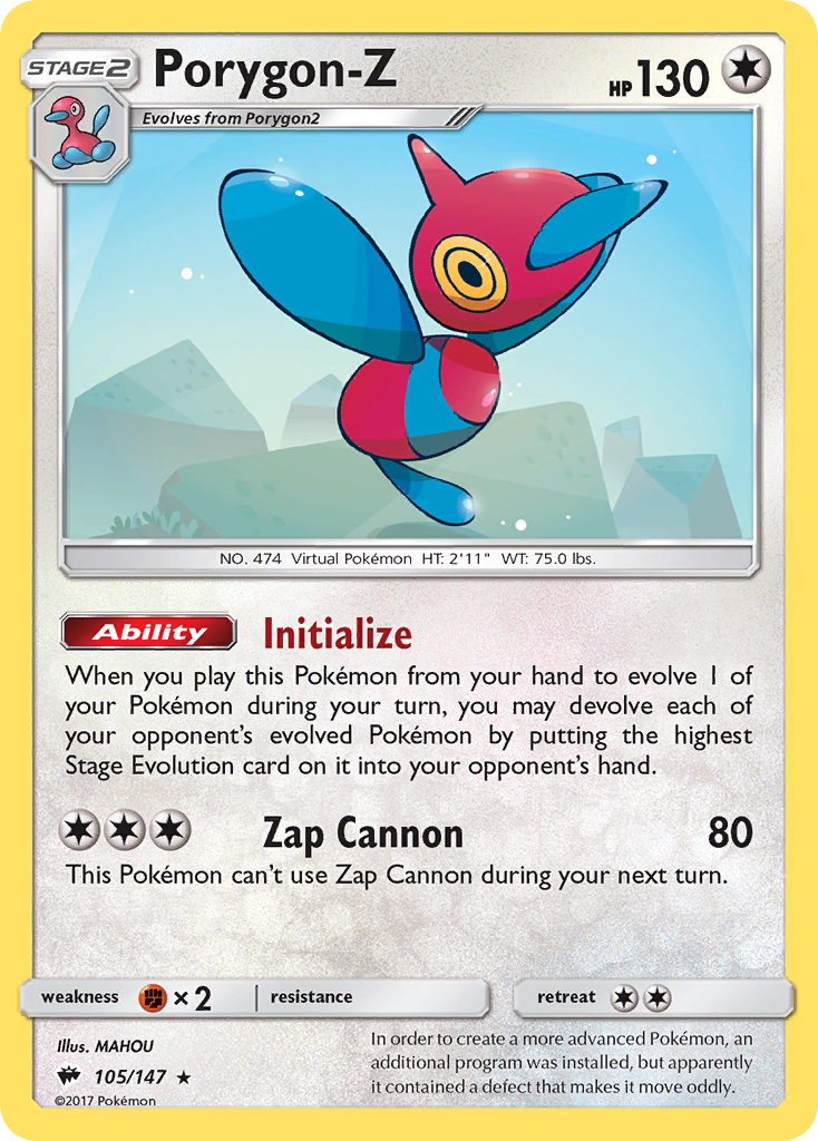 Porygon-Z (105/147) [Sun & Moon: Burning Shadows] | Dumpster Cat Games