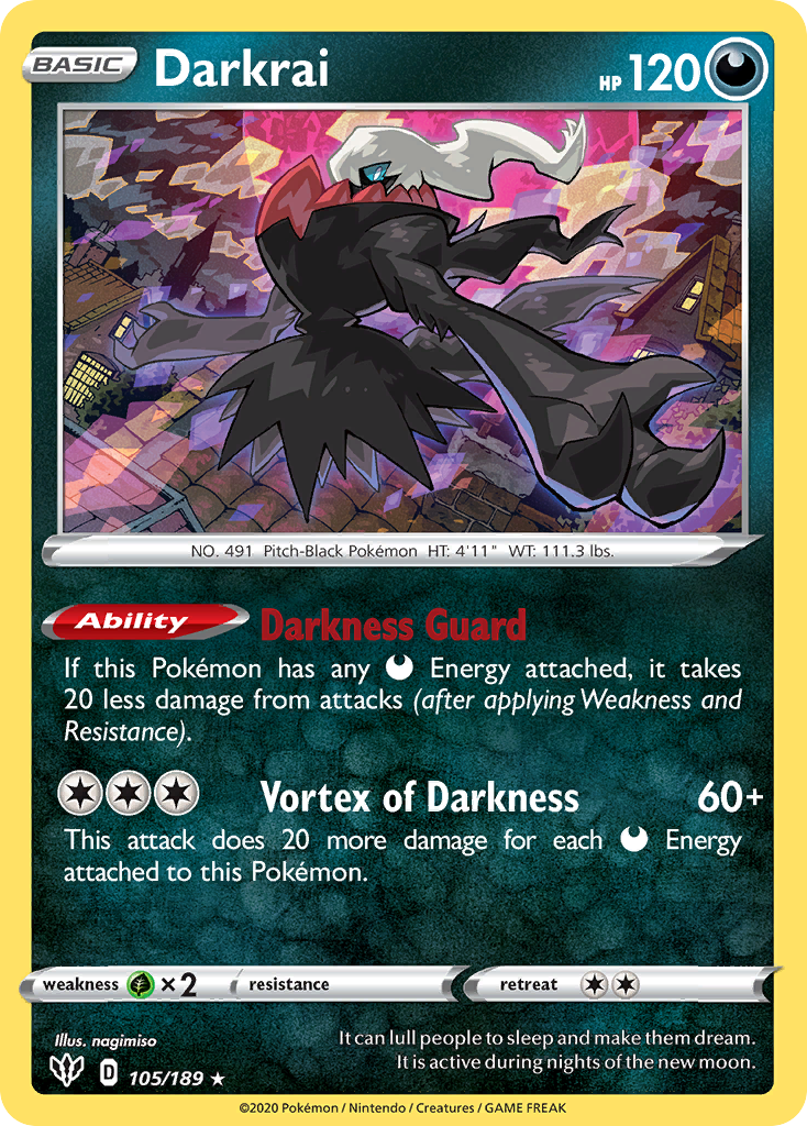 Darkrai (105/189) (Cosmos Holo) [Sword & Shield: Darkness Ablaze] | Dumpster Cat Games