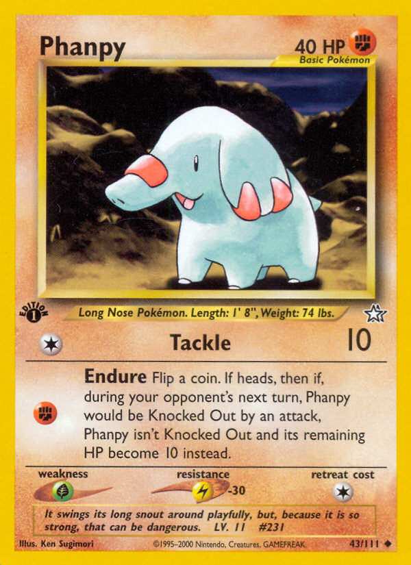 Phanpy (43/111) [Neo Genesis 1st Edition] | Dumpster Cat Games