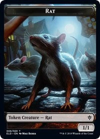 Rat // Food (17) Double-sided Token [Throne of Eldraine Tokens] | Dumpster Cat Games