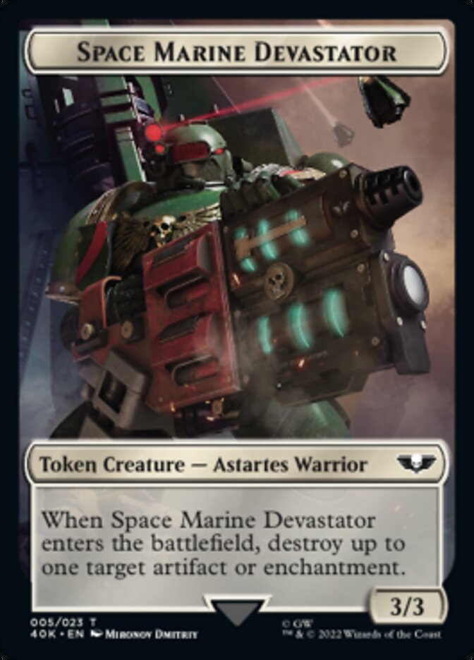 Soldier (002) // Space Marine Devastator Double-sided Token [Universes Beyond: Warhammer 40,000 Tokens] | Dumpster Cat Games