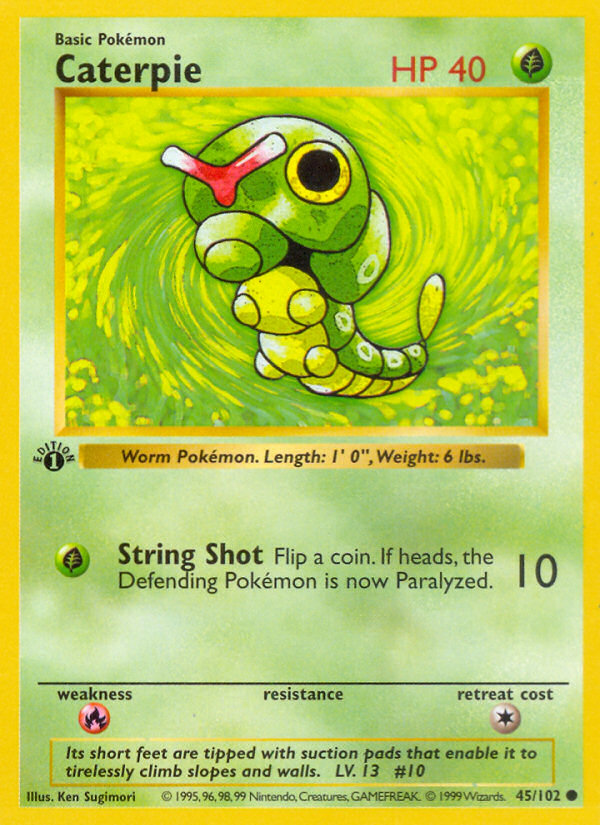 Caterpie (45/102) (Shadowless) [Base Set 1st Edition] | Dumpster Cat Games