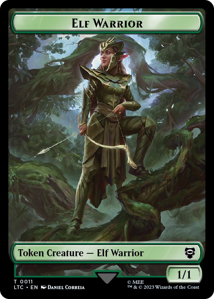 Elf Warrior // Treasure Double Sided Token [The Lord of the Rings: Tales of Middle-Earth Commander Tokens] | Dumpster Cat Games