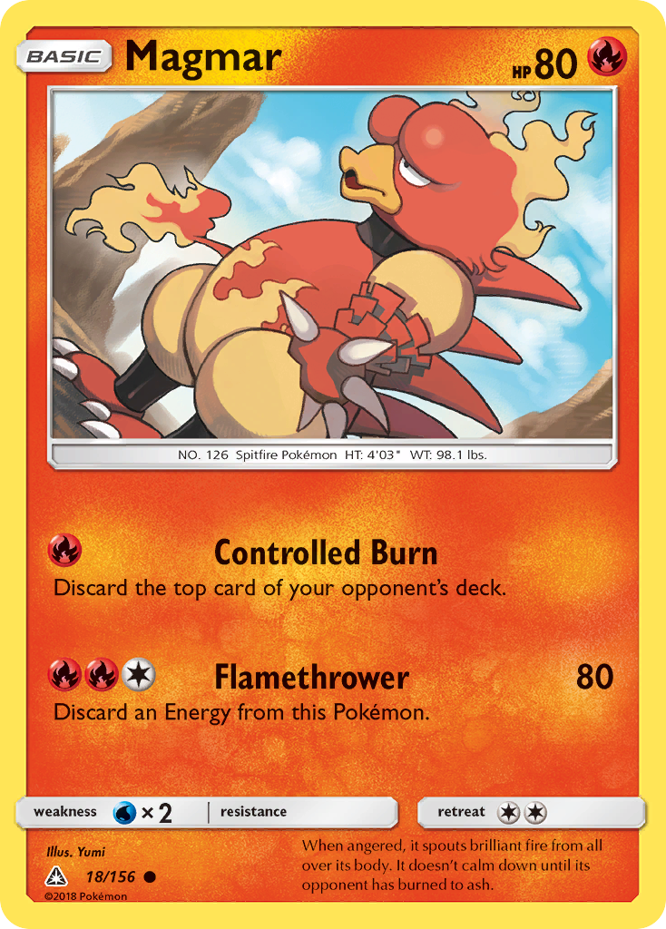 Magmar (18/156) [Sun & Moon: Ultra Prism] | Dumpster Cat Games