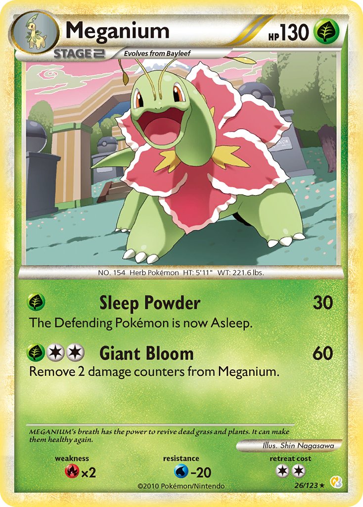 Meganium (26/123) (Theme Deck Exclusive) [HeartGold & SoulSilver: Base Set] | Dumpster Cat Games