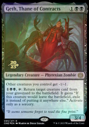 Geth, Thane of Contracts [Phyrexia: All Will Be One Prerelease Promos] | Dumpster Cat Games