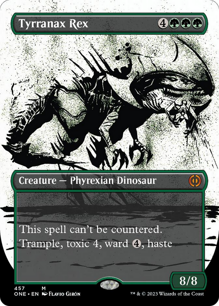 Tyrranax Rex (Borderless Ichor Step-and-Compleat Foil) [Phyrexia: All Will Be One] | Dumpster Cat Games