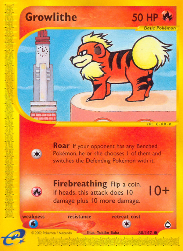 Growlithe (80/147) [Aquapolis] | Dumpster Cat Games