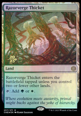 Razorverge Thicket [Phyrexia: All Will Be One Prerelease Promos] | Dumpster Cat Games