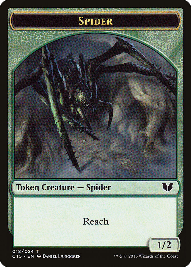 Saproling // Spider Double-Sided Token [Commander 2015 Tokens] | Dumpster Cat Games