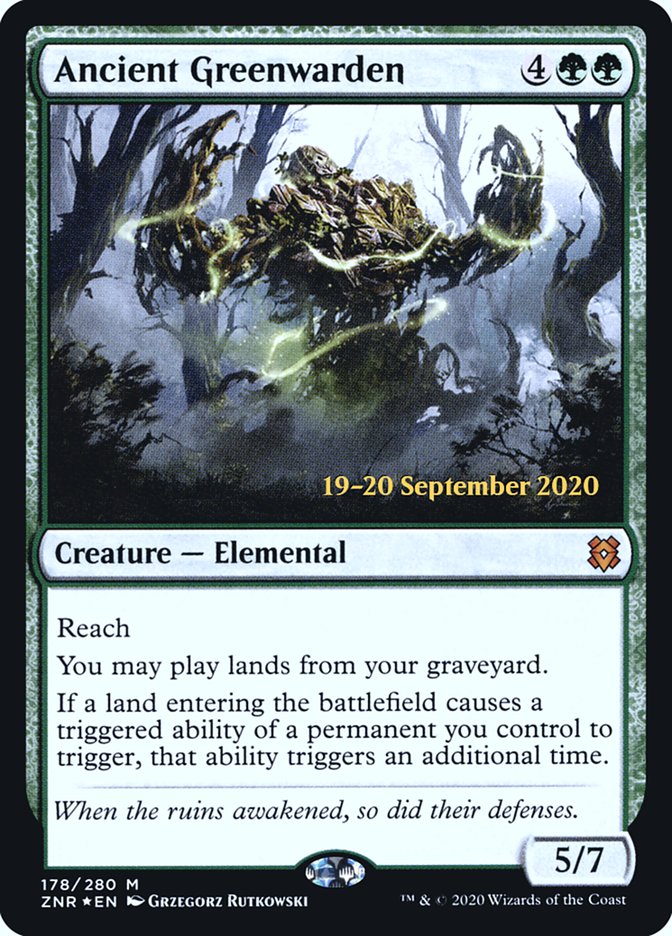 Ancient Greenwarden  [Zendikar Rising Prerelease Promos] | Dumpster Cat Games