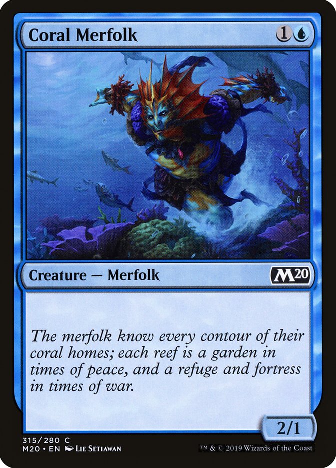 Coral Merfolk [Core Set 2020] | Dumpster Cat Games