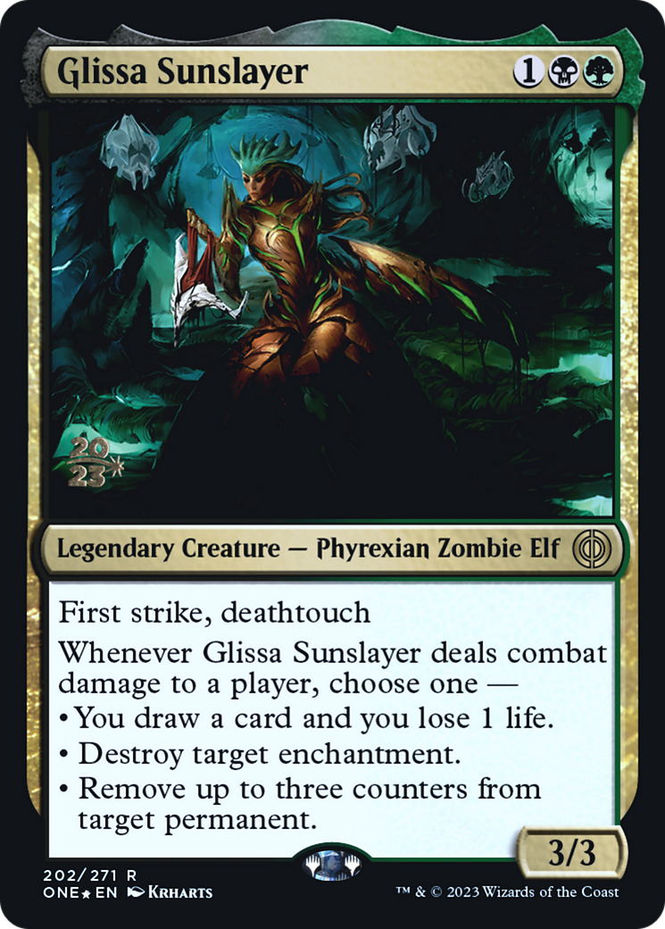 Glissa Sunslayer [Phyrexia: All Will Be One Prerelease Promos] | Dumpster Cat Games