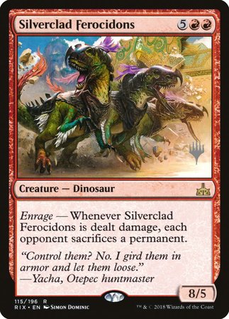 Silverclad Ferocidons [Rivals of Ixalan Promos] | Dumpster Cat Games