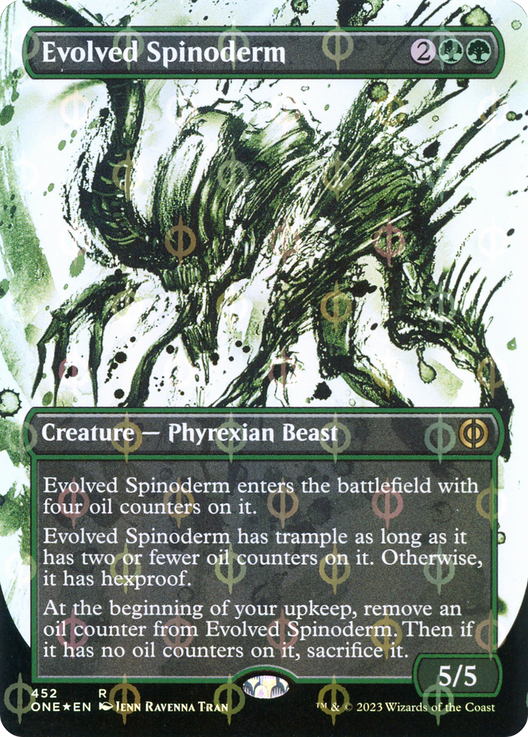 Evolved Spinoderm (Borderless Ichor Step-and-Compleat Foil) [Phyrexia: All Will Be One] | Dumpster Cat Games