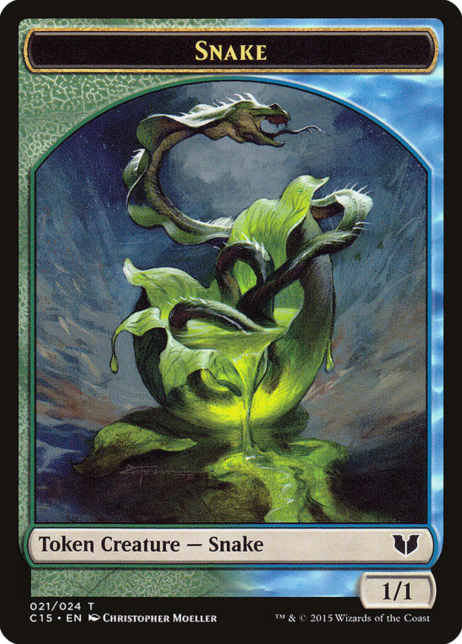 Snake (021) // Saproling Double-Sided Token [Commander 2015 Tokens] | Dumpster Cat Games