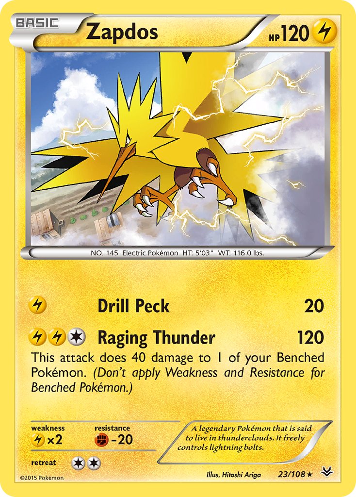 Zapdos(23/108) (Theme Deck Exclusive) [XY: Roaring Skies] | Dumpster Cat Games