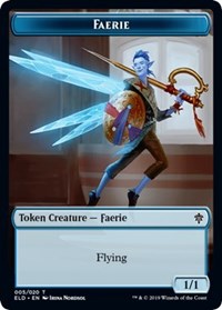 Faerie // Food (15) Double-sided Token [Throne of Eldraine Tokens] | Dumpster Cat Games