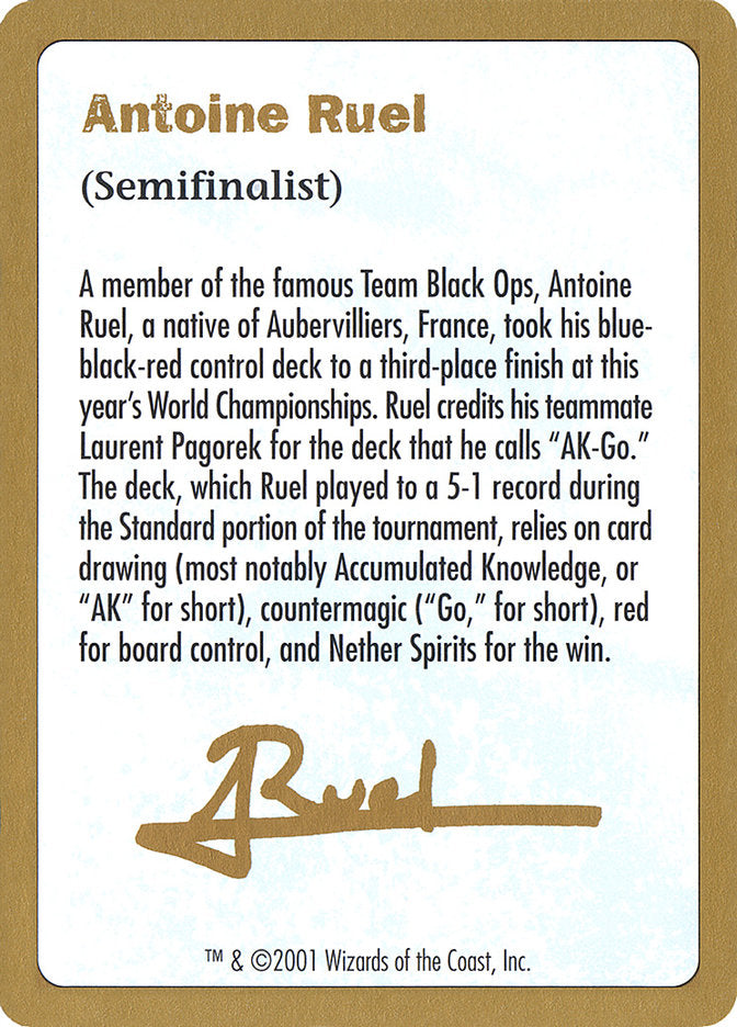 Antoine Ruel Bio [World Championship Decks 2001] | Dumpster Cat Games