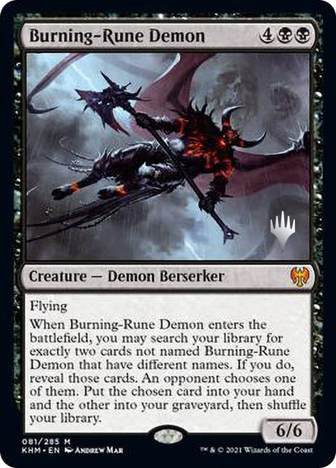 Burning-Rune Demon [Kaldheim Promo Pack] | Dumpster Cat Games