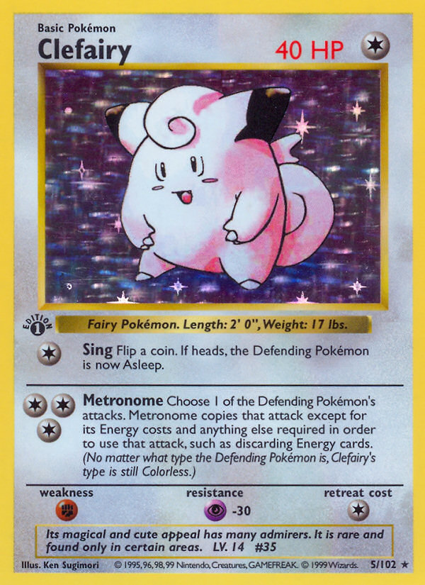 Clefairy (5/102) (Shadowless) [Base Set 1st Edition] | Dumpster Cat Games