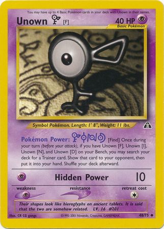 Unown [F] (48/75) [Neo Discovery Unlimited] | Dumpster Cat Games