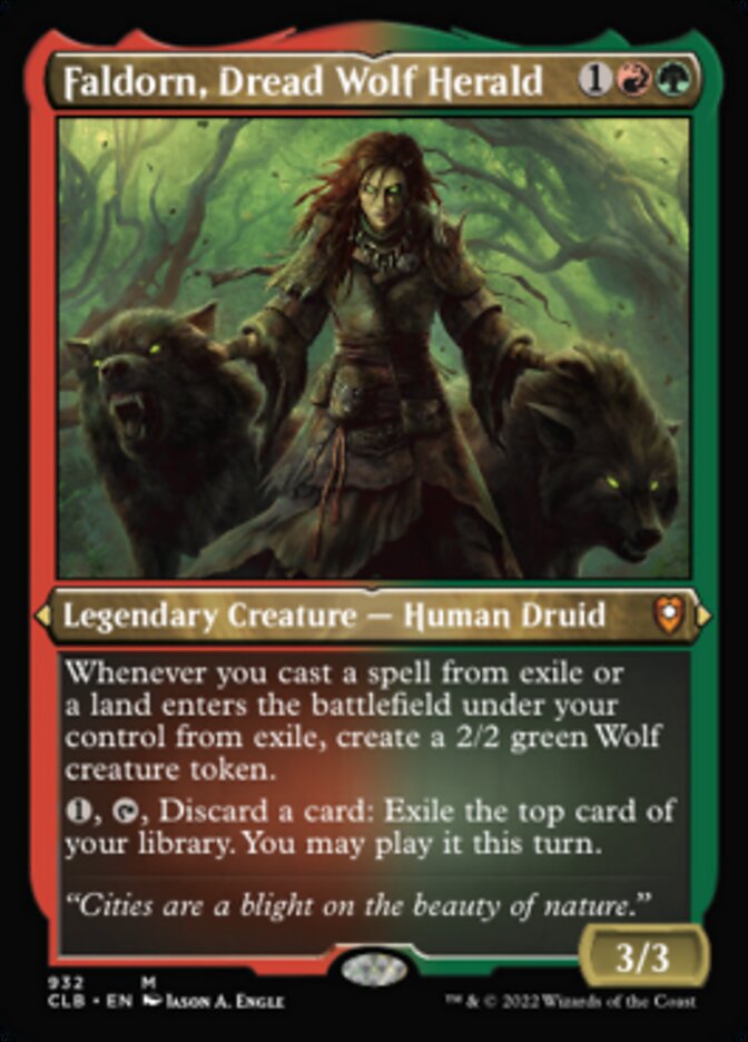 Faldorn, Dread Wolf Herald (Display Commander) (Foil Etched) [Commander Legends: Battle for Baldur's Gate] | Dumpster Cat Games