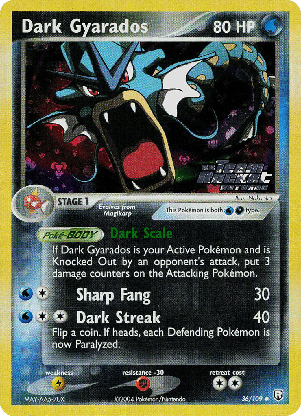 Dark Gyarados (36/109) (Stamped) [EX: Team Rocket Returns] | Dumpster Cat Games