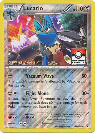 Lucario (63/124) (League Promo 3rd Place) [XY: Fates Collide] | Dumpster Cat Games