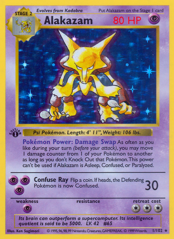 Alakazam (1/102) (Shadowless) [Base Set 1st Edition] | Dumpster Cat Games