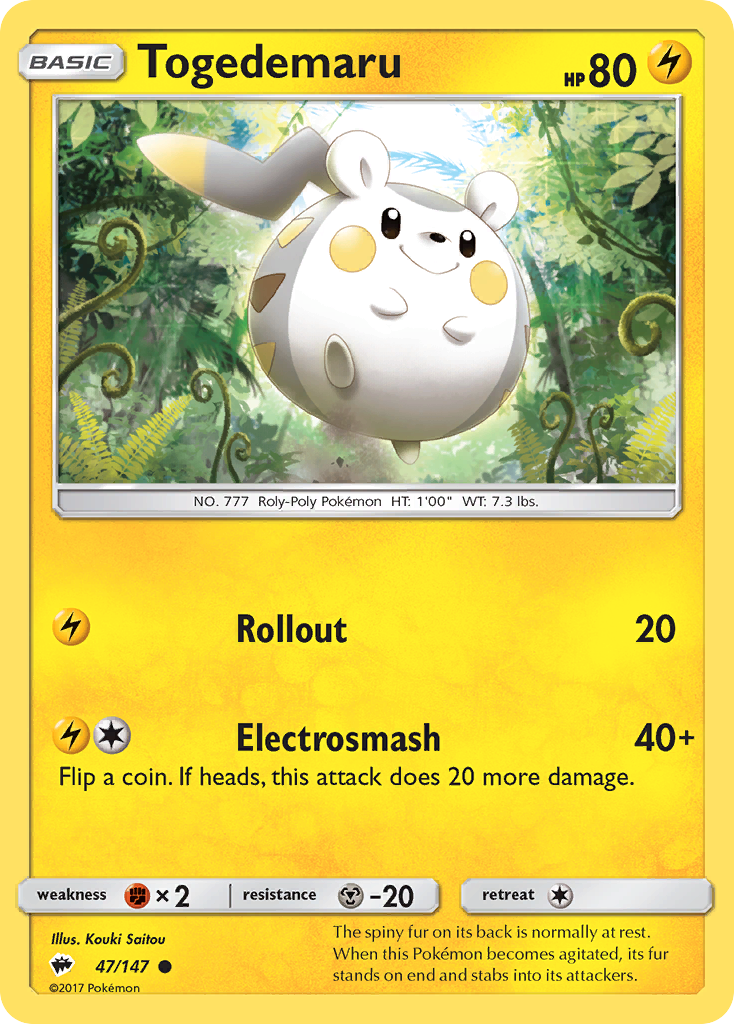 Togedemaru (47/147) [Sun & Moon: Burning Shadows] | Dumpster Cat Games