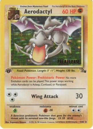 Aerodactyl (1/62) (Prerelease Promo) [Fossil 1st Edition] | Dumpster Cat Games