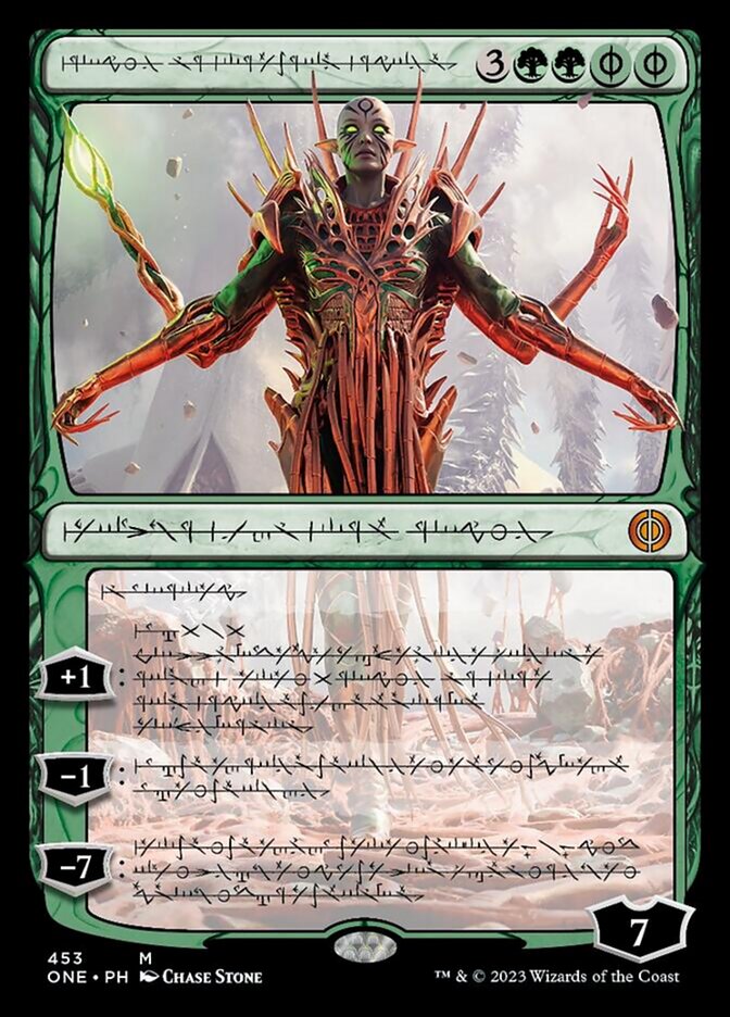 Nissa, Ascended Animist (Phyrexian Step-and-Compleat Foil) [Phyrexia: All Will Be One] | Dumpster Cat Games