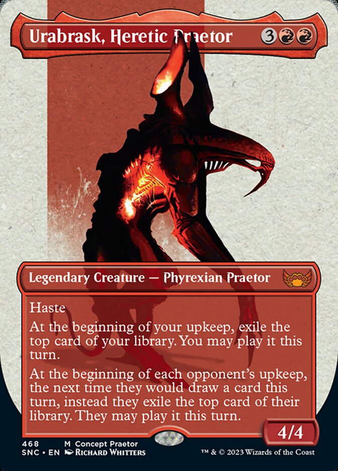 Urabrask, Heretic Praetor (Borderless Concept Praetors) [Phyrexia: All Will Be One] | Dumpster Cat Games