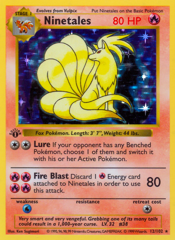 Ninetales (12/102) (Shadowless) [Base Set 1st Edition] | Dumpster Cat Games