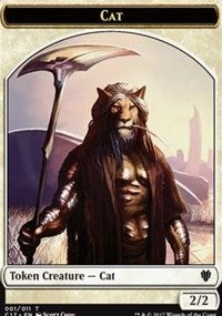 Cat (001) // Cat Warrior (008) Double-sided Token [Commander 2017 Tokens] | Dumpster Cat Games