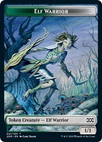 Elf Warrior // Plant Double-sided Token [Double Masters Tokens] | Dumpster Cat Games