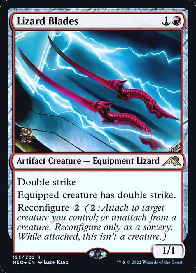 Lizard Blades [Kamigawa: Neon Dynasty Prerelease Promos] | Dumpster Cat Games