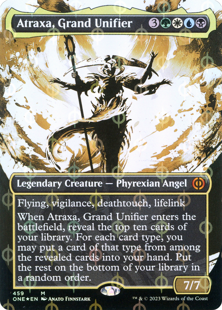 Atraxa, Grand Unifier (Borderless Ichor Step-and-Compleat Foil) [Phyrexia: All Will Be One] | Dumpster Cat Games