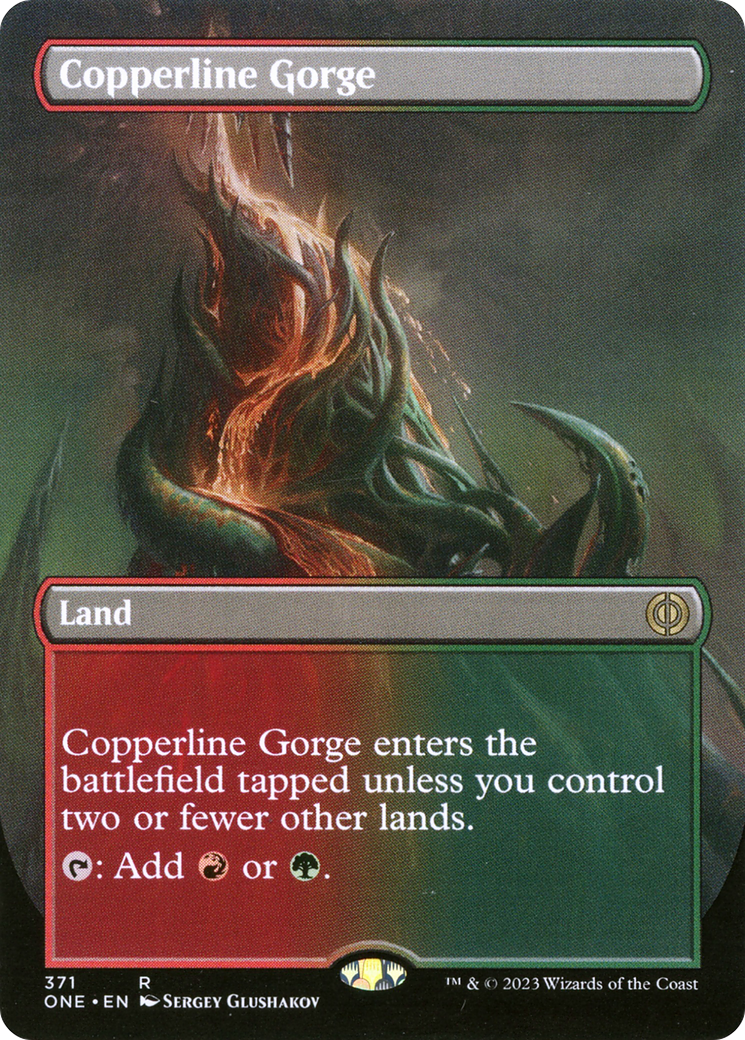 Copperline Gorge (Borderless Alternate Art) [Phyrexia: All Will Be One] | Dumpster Cat Games