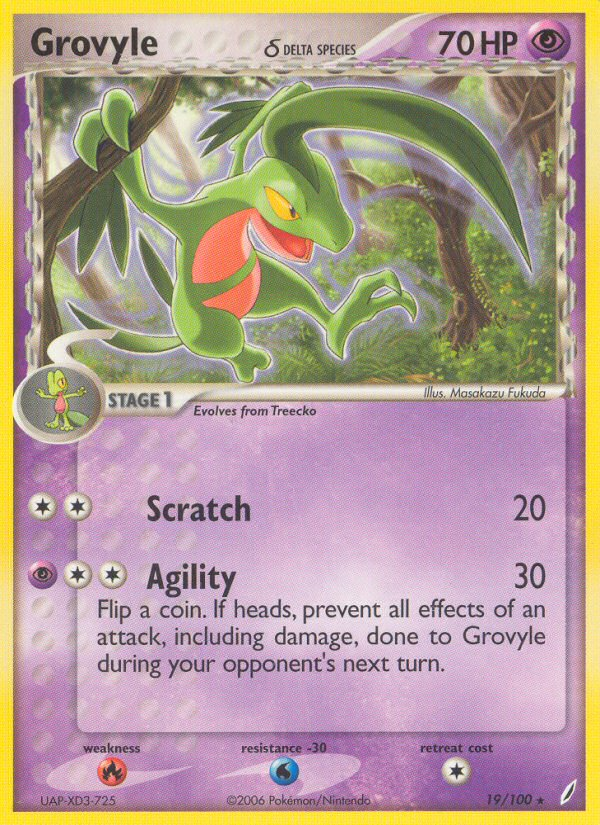 Grovyle(19/100) (Delta Species) [EX: Crystal Guardians] | Dumpster Cat Games