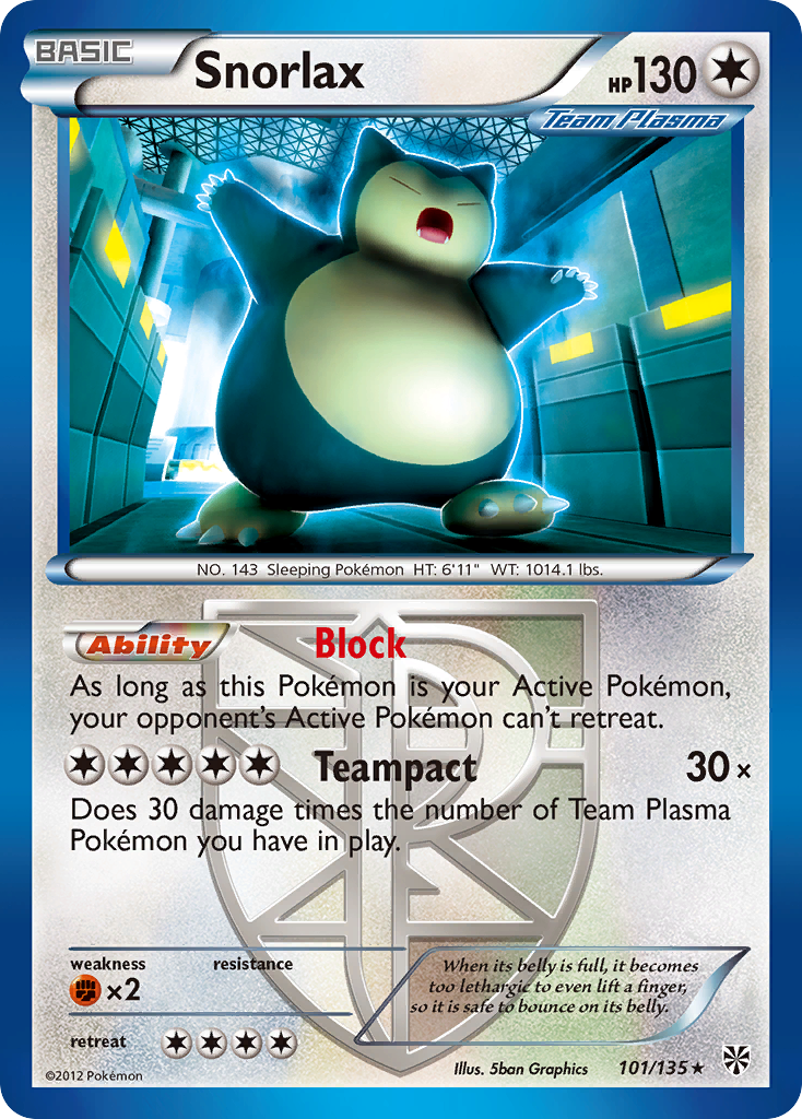 Snorlax (101/135) [Black & White: Plasma Storm] | Dumpster Cat Games