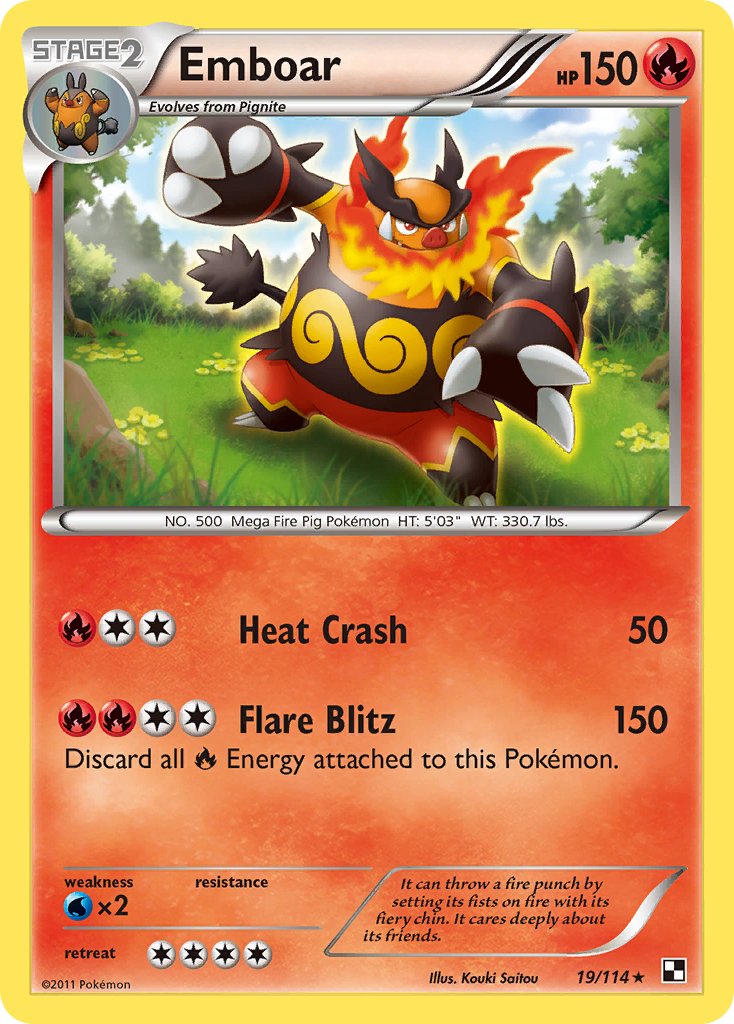 Emboar (19/114) (Cracked Ice Holo) (Theme Deck Exclusive) [Black & White: Base Set] | Dumpster Cat Games