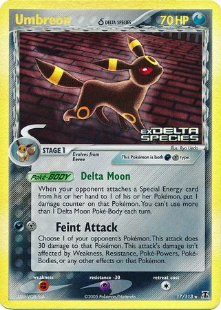 Umbreon (17/113) (Delta Species) (Stamped) [EX: Delta Species] | Dumpster Cat Games