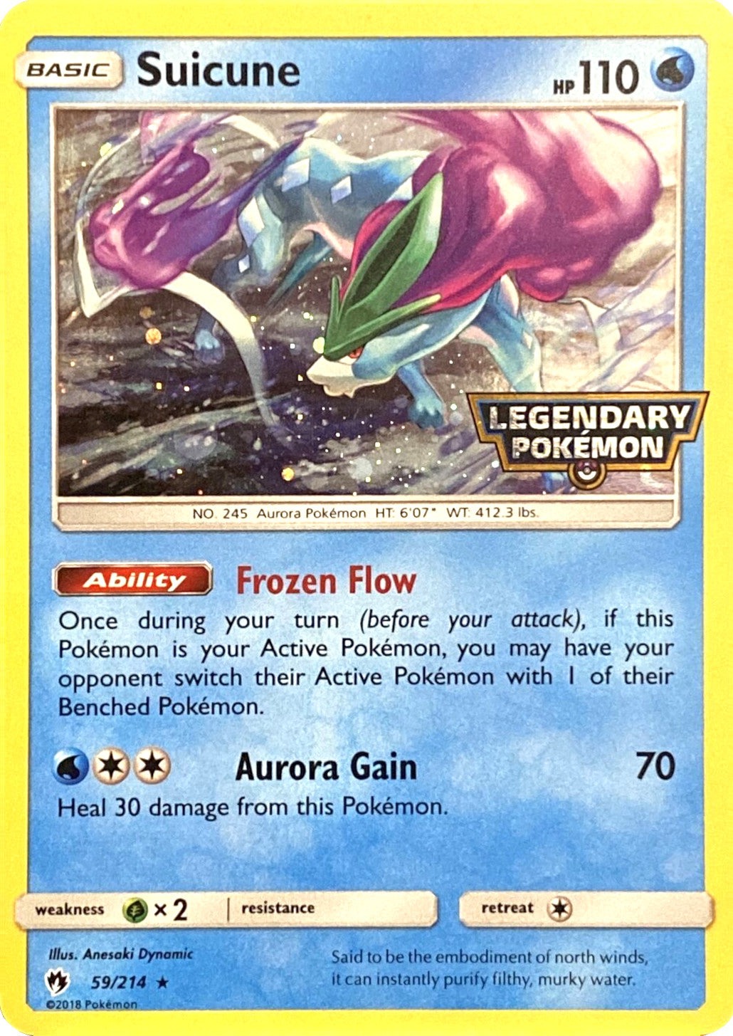 Suicune (59/214) (Legendary Pokemon Stamped) [Sun & Moon: Lost Thunder] | Dumpster Cat Games