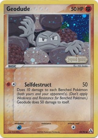 Geodude (53/92) (Stamped) [EX: Legend Maker] | Dumpster Cat Games