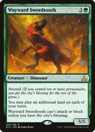 Wayward Swordtooth [Rivals of Ixalan Promos] | Dumpster Cat Games